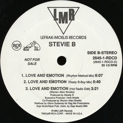 Stevie B : Love And Emotion (12", Promo)