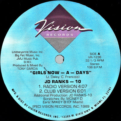 JD Ranks-10* : Girls Now-A-Days (12")