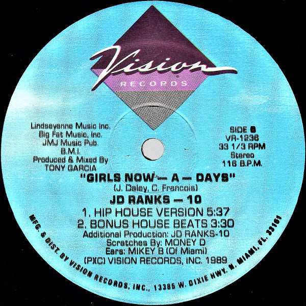 JD Ranks-10* : Girls Now-A-Days (12")