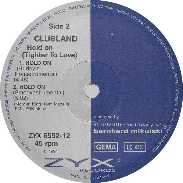 Clubland Introducing Zemya Hamilton : Hold On (Tighter To Love) The Steve "Silk" Hurley Mixes (12", Maxi)