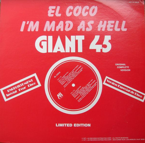 El Coco : I'm Mad As Hell (12", Ltd)