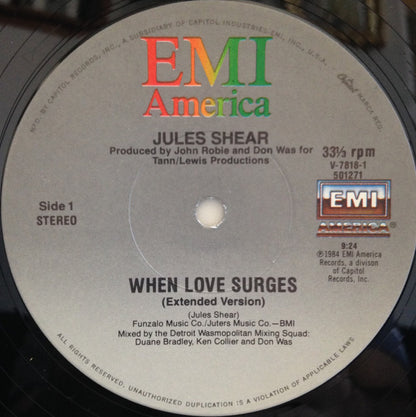 Jules Shear : When Love Surges (12", Single, Win)