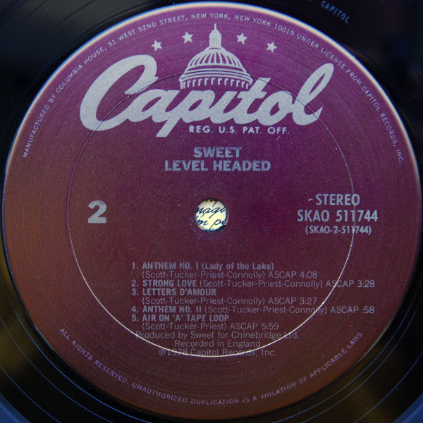 Sweet* : Level Headed (LP, Album, Club, CRC)