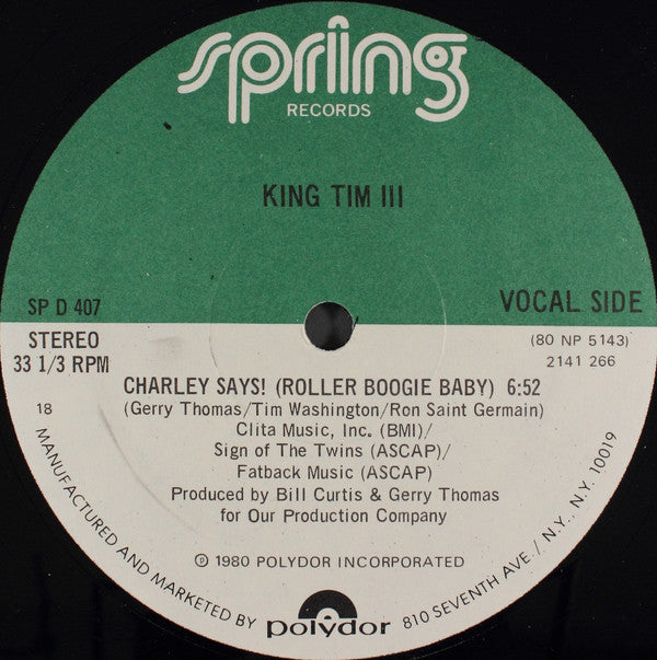 King Tim III : Charley Says! (Roller Boogie Baby) (12", Pre)