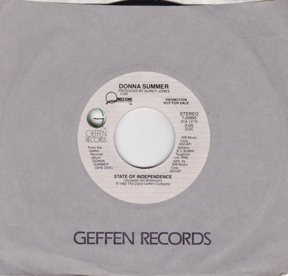 Donna Summer : State Of Independence (7", Promo, Styrene, All)