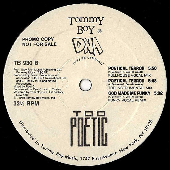 Too Poetic : Poetical Terror / God Made Me Funky (12", Promo)