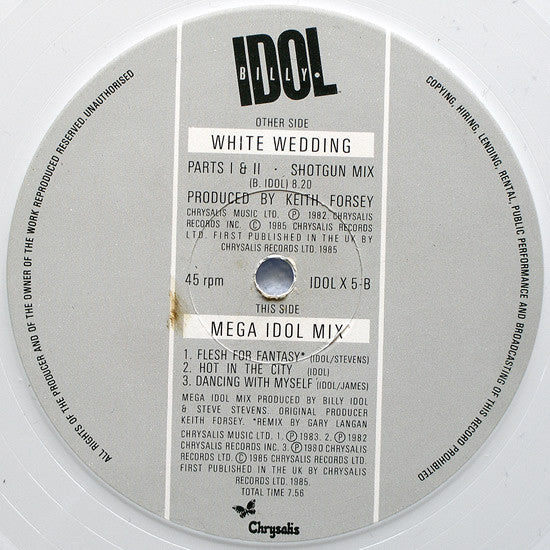 Billy Idol : White Wedding Parts I & II (Shot Gun Mix) / Mega Idol Mix (12", P/Mixed, Whi)