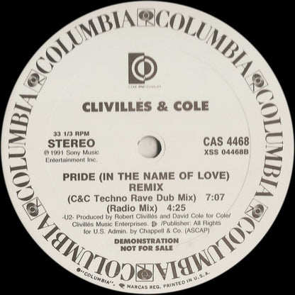Clivillés & Cole : Pride (In The Name Of Love) (Remix) (12", Single, Promo)