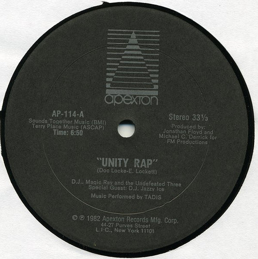 D.J. Magic Ray And The Undefeated Three : Unity Rap (12")