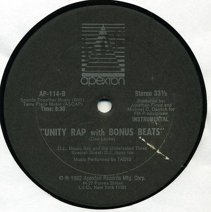 D.J. Magic Ray And The Undefeated Three : Unity Rap (12")