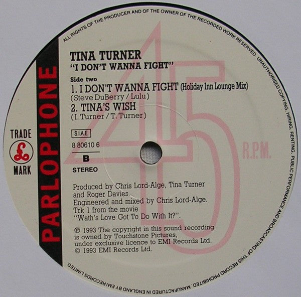 Tina* : I Don't Wanna Fight (12")