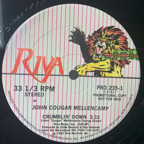 John Cougar Mellencamp : Crumblin' Down (12", Promo)