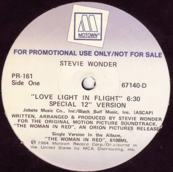 Stevie Wonder : Love Light In Flight (12", Promo)