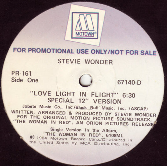 Stevie Wonder : Love Light In Flight (12", Promo)
