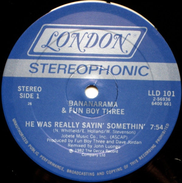 Bananarama Featuring Fun Boy Three / Bananarama : Really Sayin' Somethin' / Aie A Mwana (12", Single)