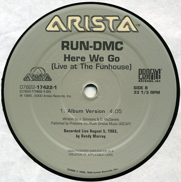 Run DMC* : Here We Go (Live At The Funhouse) (12", Maxi)