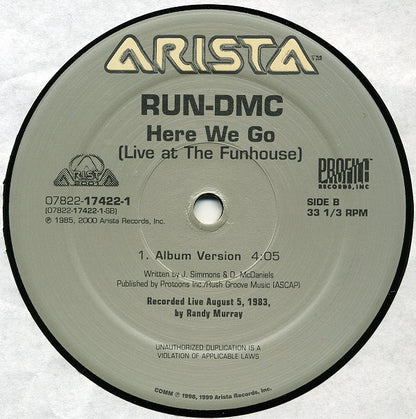 Run DMC* : Here We Go (Live At The Funhouse) (12", Maxi)