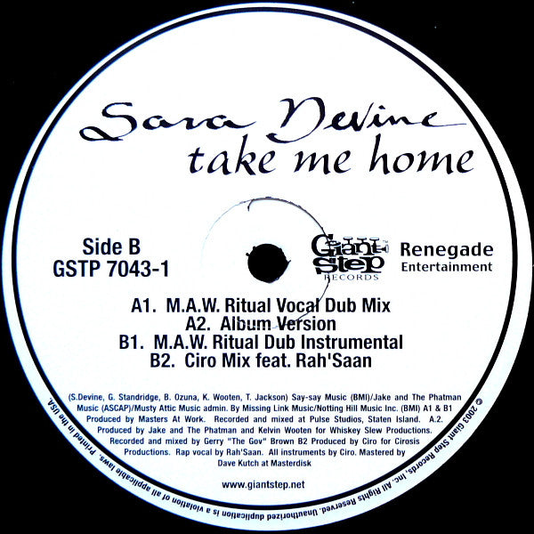 Sara Devine : Take Me Home (12")