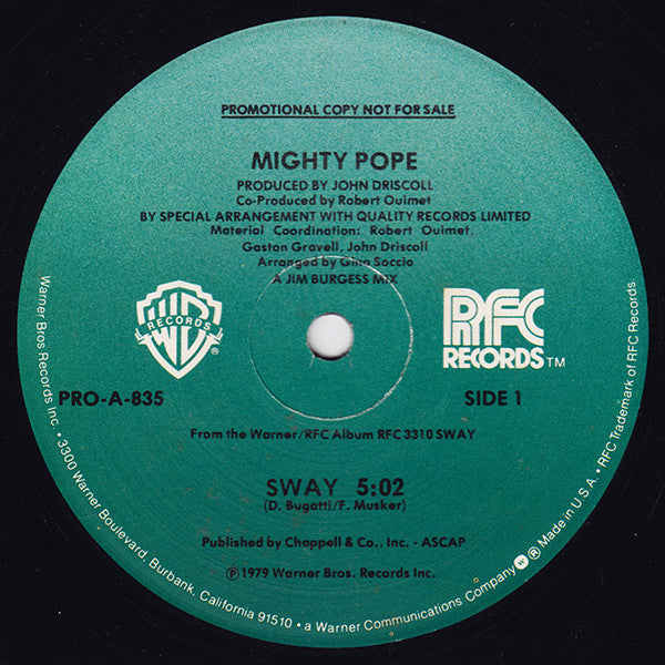 Mighty Pope : Sway / New Orleans (12", Promo)