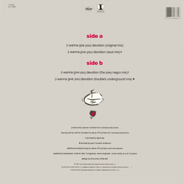 Nomad : (I Wanna Give You) Devotion (12", Single)