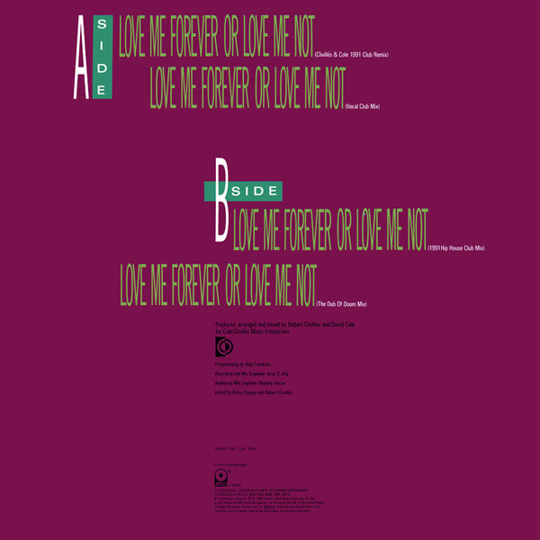 Trilogy : Love Me Forever Or Love Me Not (12")