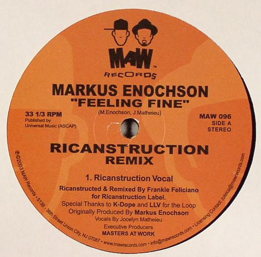 Markus Enochson : Feeling Fine (Ricanstruction Remix) (12")