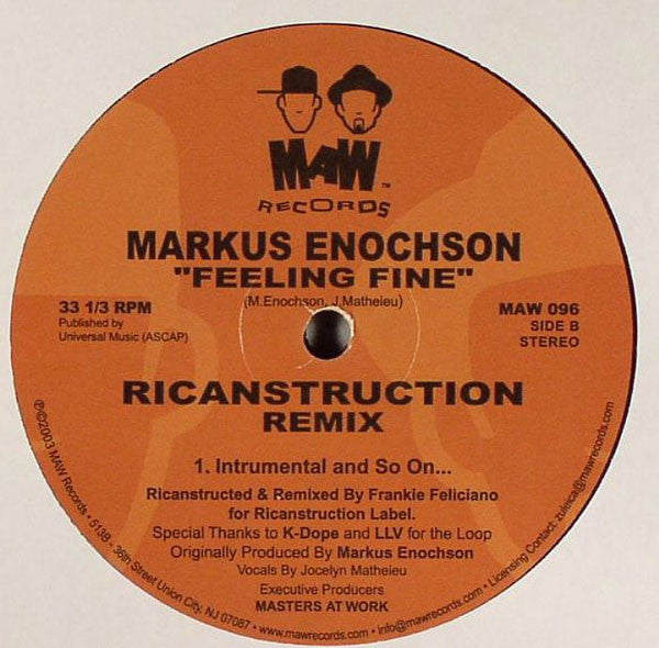 Markus Enochson : Feeling Fine (Ricanstruction Remix) (12")