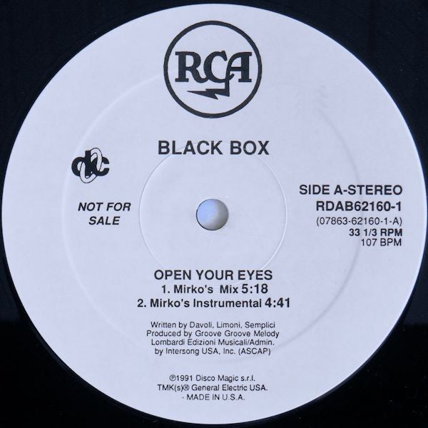 Black Box : Open Your Eyes (12", Single, Promo)