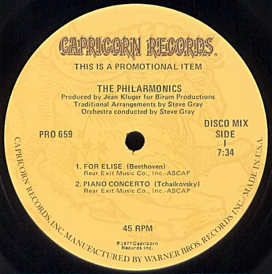 The Philarmonics : For Elise / Piano Concerto (12", Mixed, Promo)