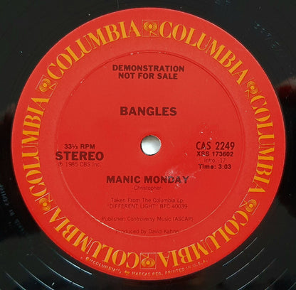 Bangles : Manic Monday (12", Single, Promo)