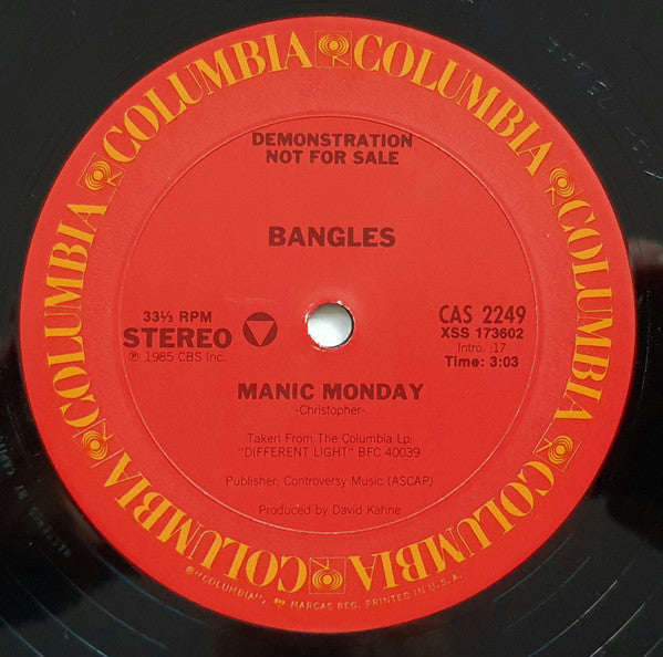 Bangles : Manic Monday (12", Single, Promo)