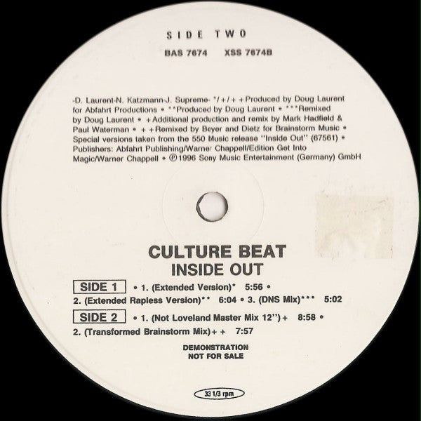 Culture Beat : Inside Out (2x12", Promo)