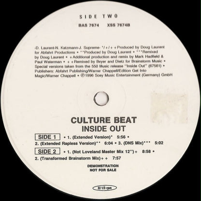Culture Beat : Inside Out (2x12", Promo)