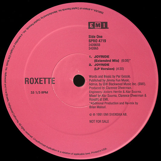 Roxette : Joyride (12", Promo)