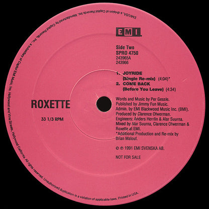 Roxette : Joyride (12", Promo)