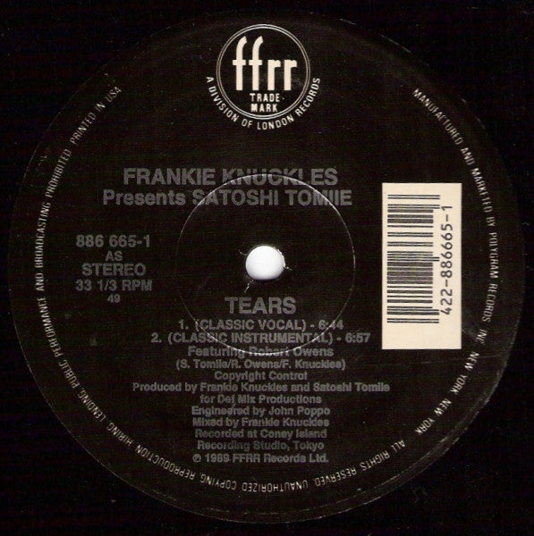 Frankie Knuckles Presents Satoshi Tomiie : Tears (12")