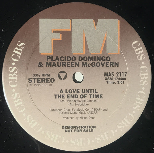 Placido Domingo & Maureen McGovern : A Love Until The End Of Time (12", Single, Promo)