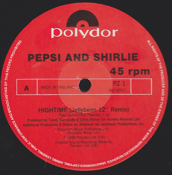 Pepsi And Shirlie* : Hightime (12")