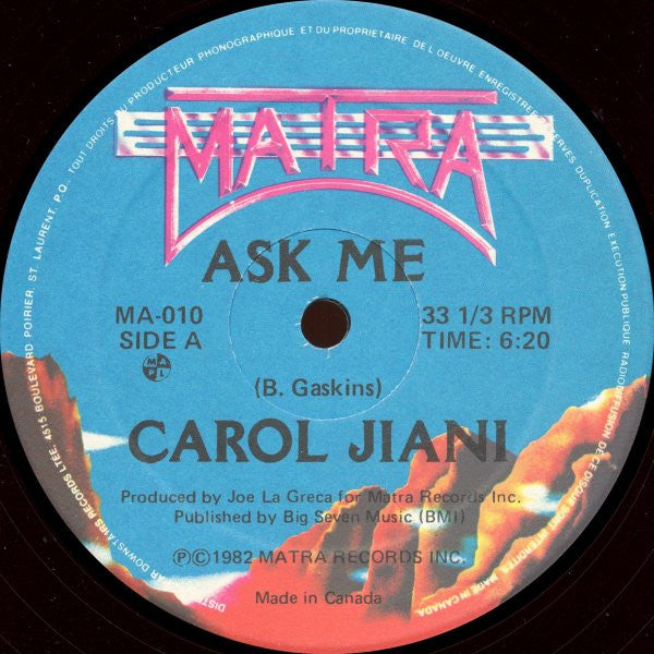 Carol Jiani : Ask Me (12")