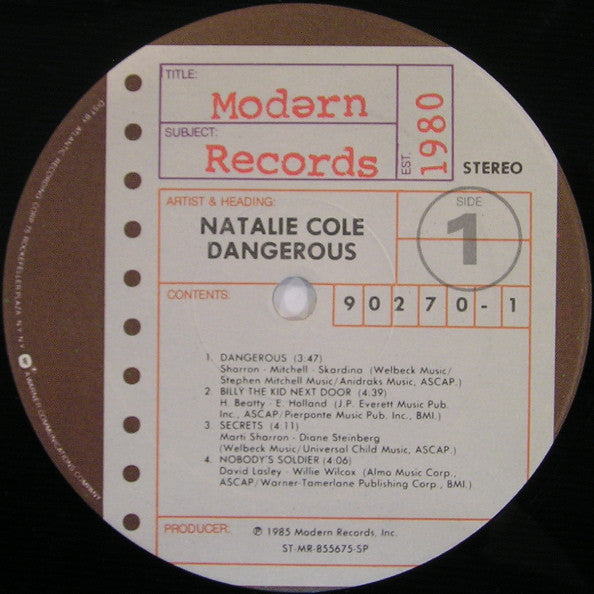 Natalie Cole : Dangerous (LP, Album, SP)