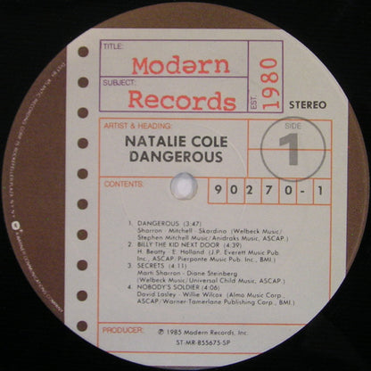 Natalie Cole : Dangerous (LP, Album, SP)
