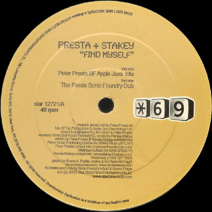 Peter Presta + Renée Stakey : Find Myself (12")