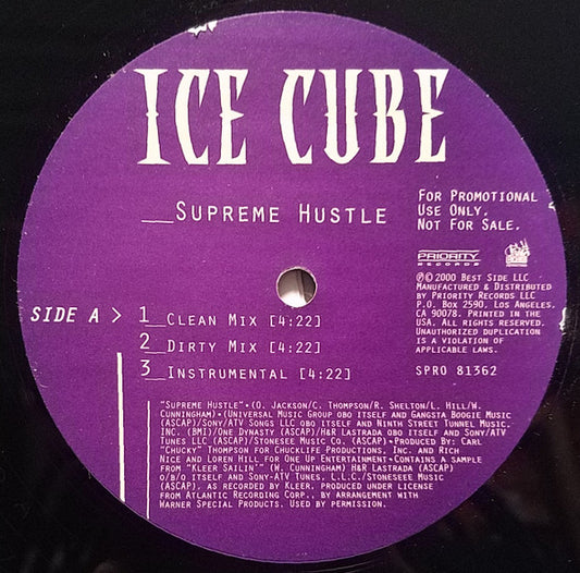 Ice Cube : Supreme Hustle / Waitin' Ta Hate (12", Promo)