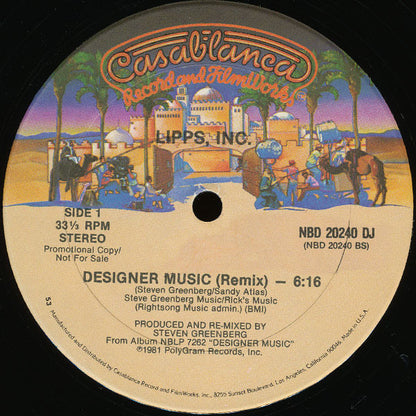 Lipps, Inc. : Designer Music (Exclusive Remix) (12", Ltd, Promo, 53 )