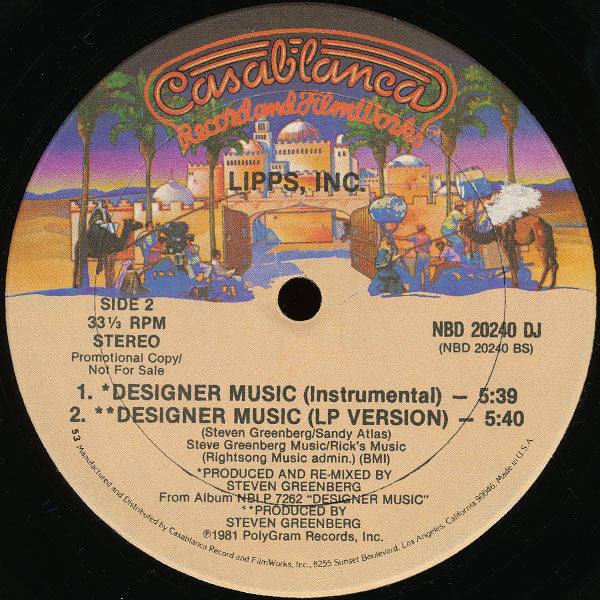 Lipps, Inc. : Designer Music (Exclusive Remix) (12", Ltd, Promo, 53 )