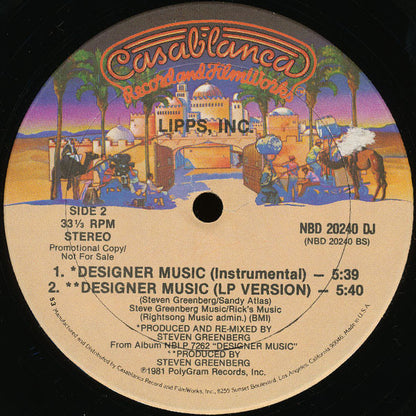 Lipps, Inc. : Designer Music (Exclusive Remix) (12", Ltd, Promo, 53 )
