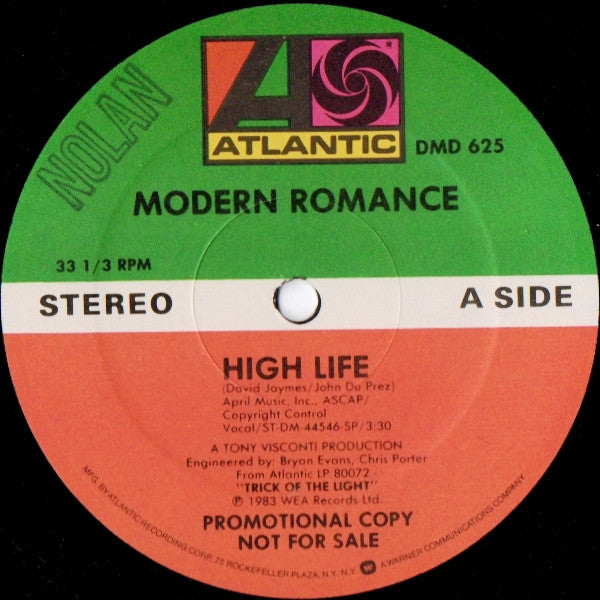 Modern Romance : High Life (12", Promo)