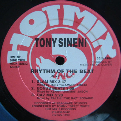 Tony Sineni : Rhythm Of The Beat (12")