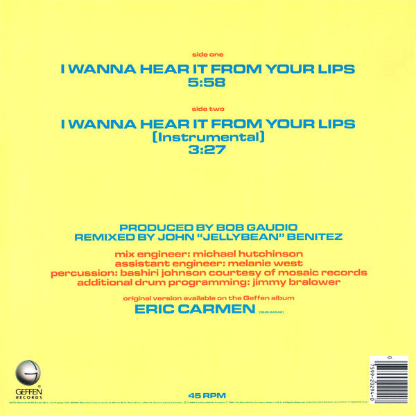 Eric Carmen : I Wanna Hear It From Your Lips (12", Maxi)