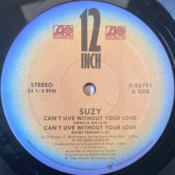 Suzy Q : Can't Live Without Your Love (12", Single, Spe)